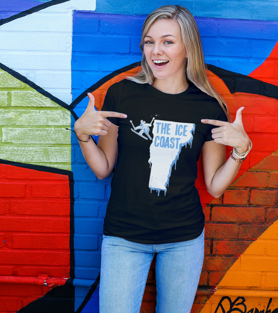 Vermont The Ice Coast Skiing Adventure Map T-Shirt