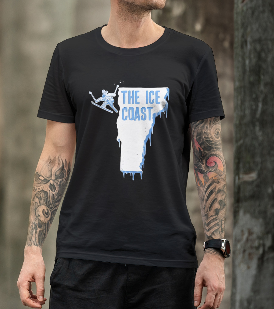 Vermont The Ice Coast Skiing Adventure Map T-Shirt
