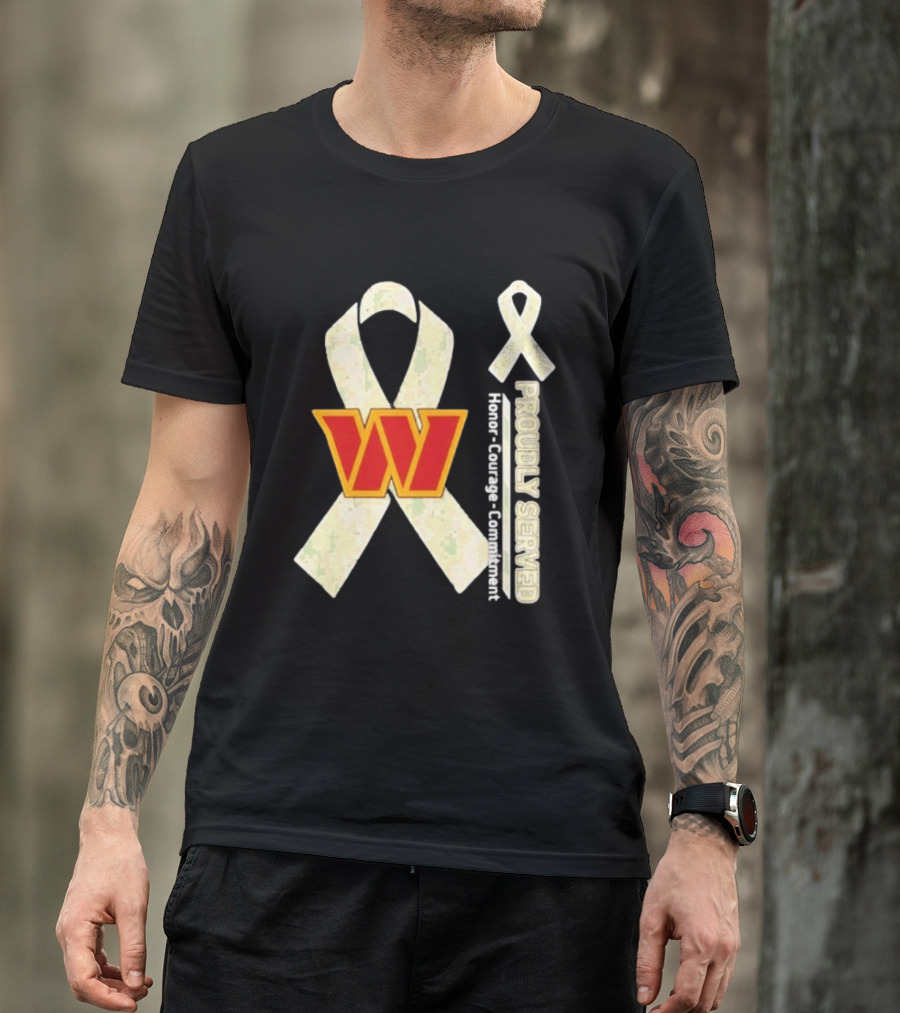 Washington Commanders Breast Cancer Awareness Proudly Served Honor Courage Commitment T-Shirt