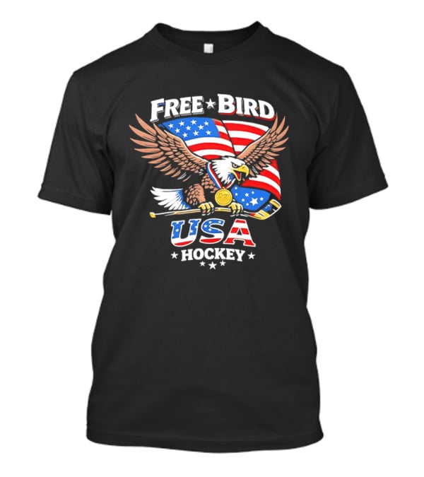 Free Bird USA Hockey Gold Medal American Eagle Iconic Sports Spirit T-Shirt