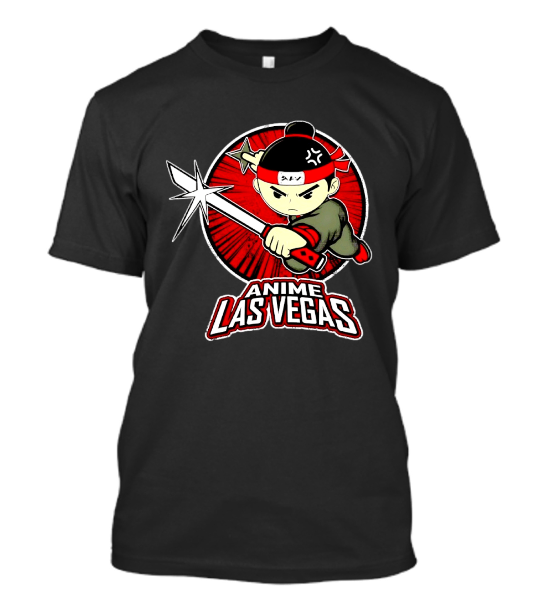 Anime Las Vegas Ninja Warrior With Sword And Headband T-Shirt