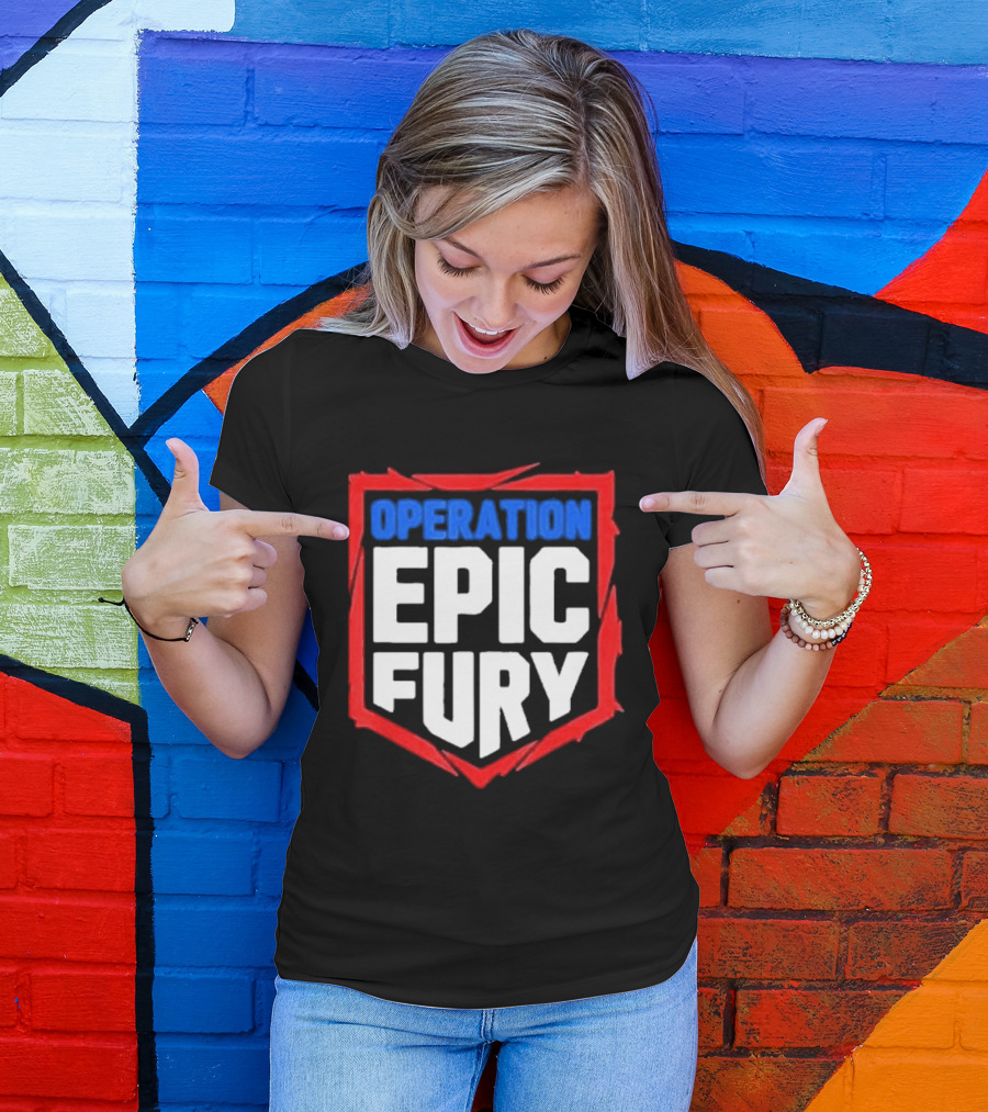 Operation Epic Fury Bold Patriotic Text Shield T-Shirt