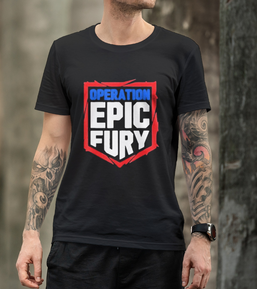 Operation Epic Fury Bold Patriotic Text Shield T-Shirt