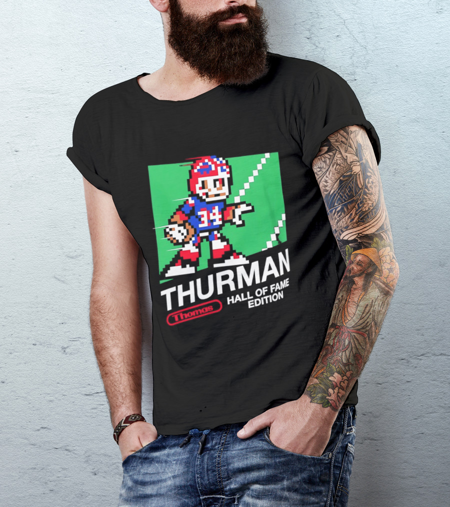 Thurman 34 Hall Of Fame Edition Buffalo Bills Pixel Art Retro Football T-Shirt
