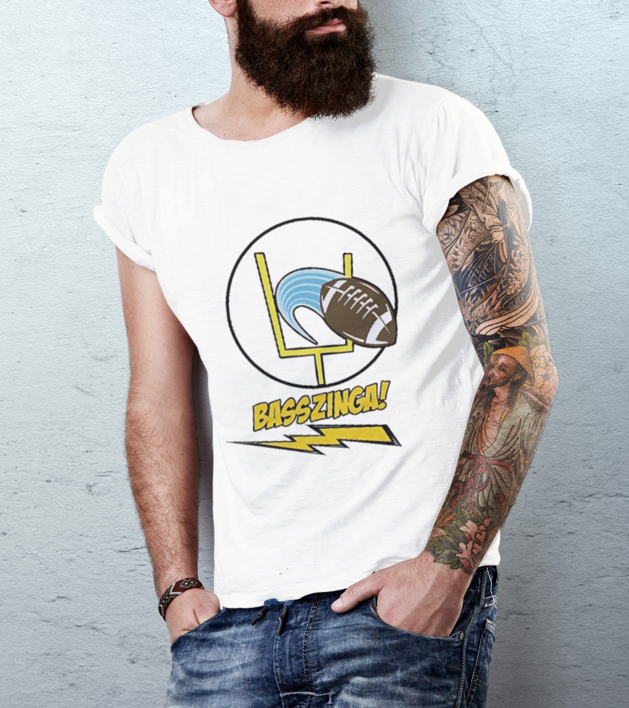 Basszinga Football Wave Goalpost Lightning T-Shirt