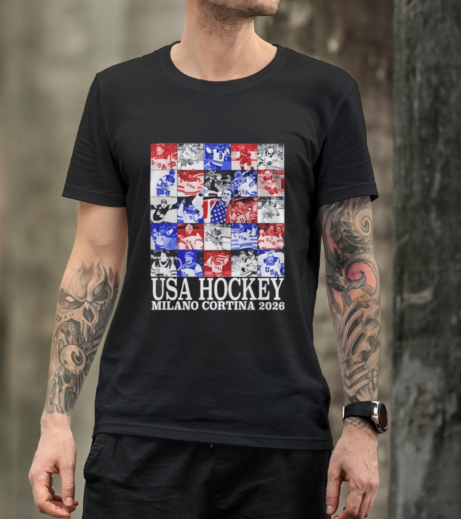 USA Hockey Team Collage Milano Cortina 2026 T-Shirt