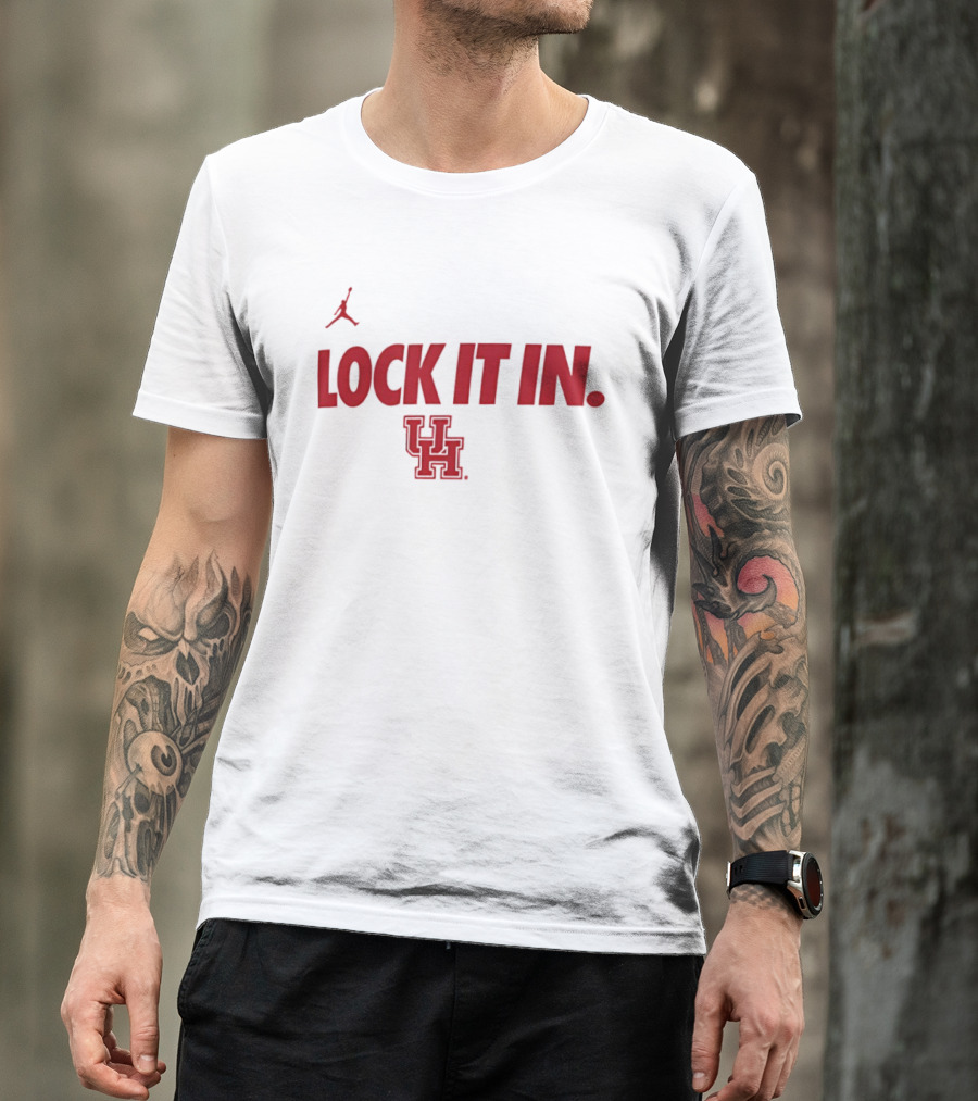 Lock It In Houston Cougars Basketball Jumpman T-Shirt