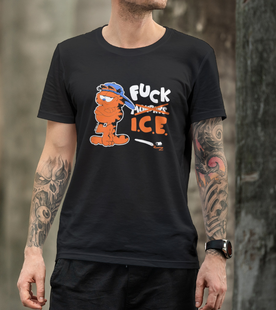 F*** ICE Orange Cat With Blue Hat T-Shirt