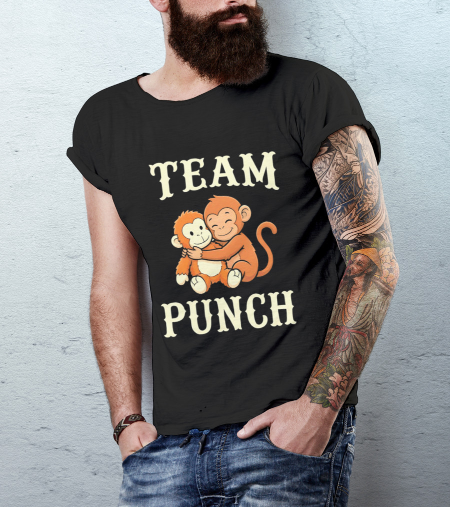 Team Punch Monkey Hugging Companions T-Shirt
