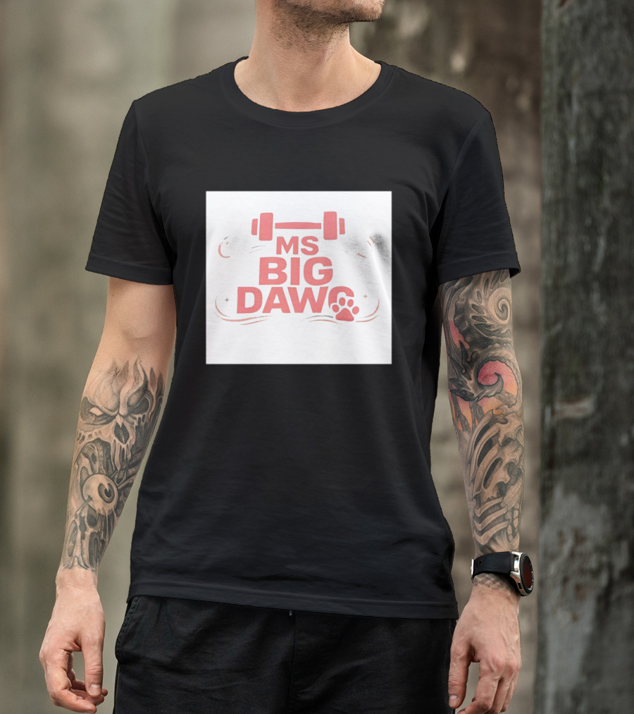 MS Big Dawg Weightlifting Paw Print Fitness T-Shirt