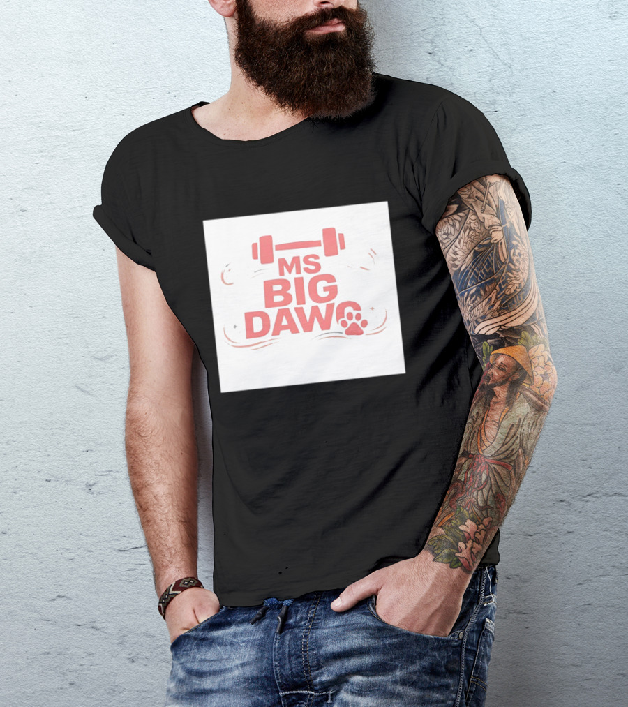 MS Big Dawg Weightlifting Paw Print Fitness T-Shirt