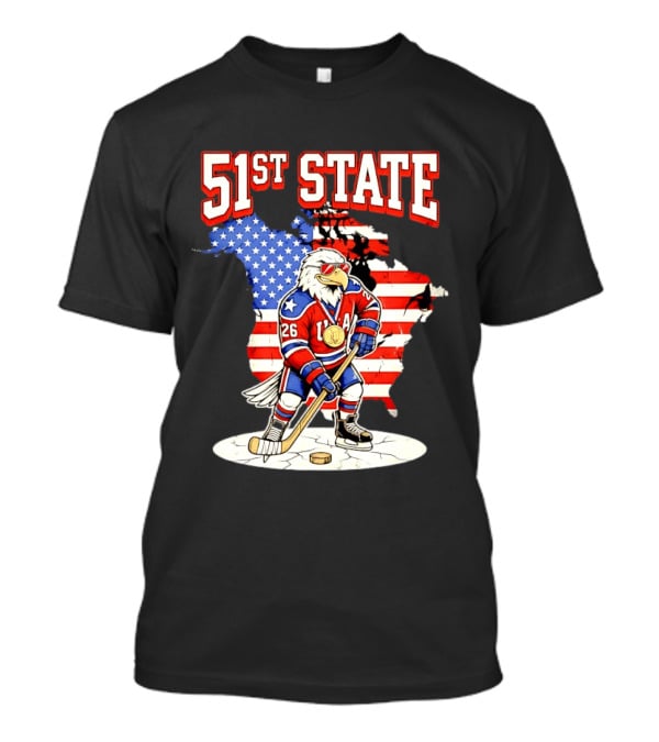 USA Team 51st State Hockey Eagle 26 Gold Medal T-Shirt