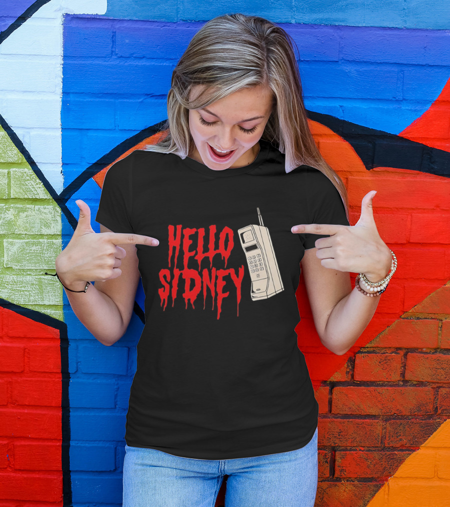 Hello Sidney Scream Movie Vintage Phone Dripping Blood T-Shirt