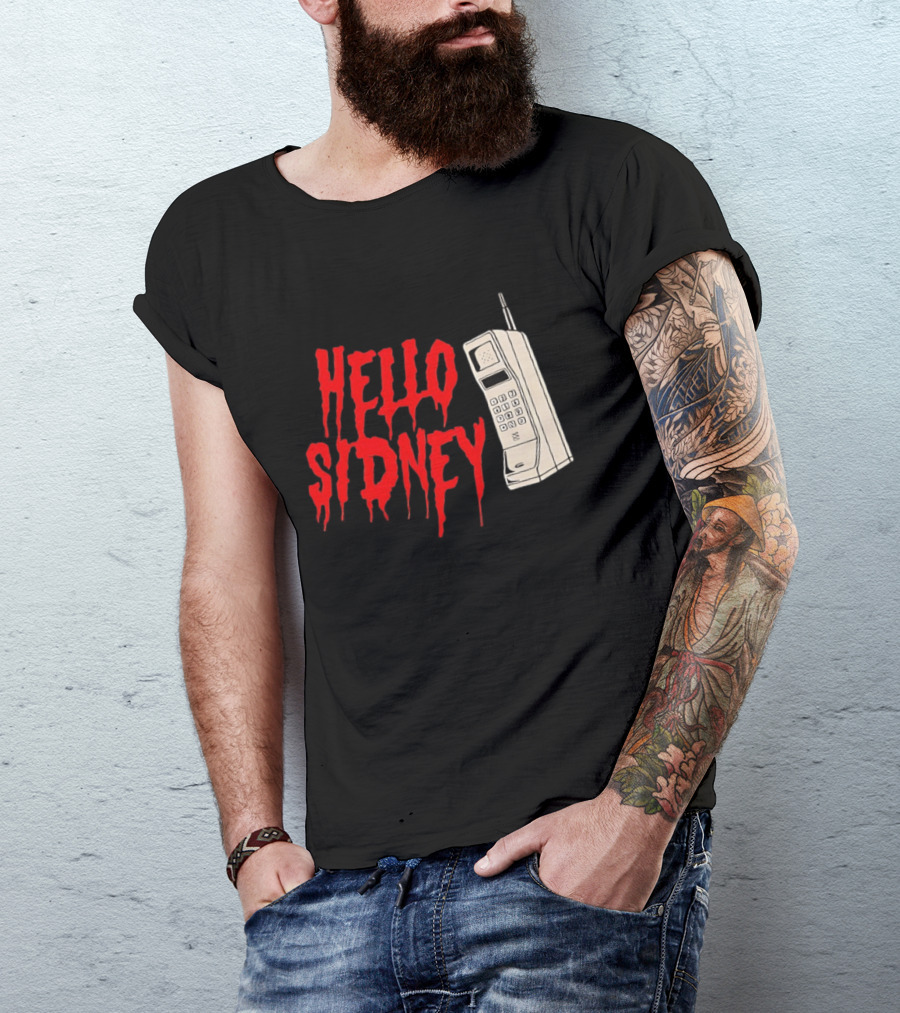 Hello Sidney Scream Movie Vintage Phone Dripping Blood T-Shirt