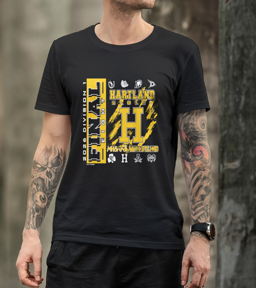 2026 Division 1 Final Eight Hartland Eagles Wrestling MHSAA T-Shirt