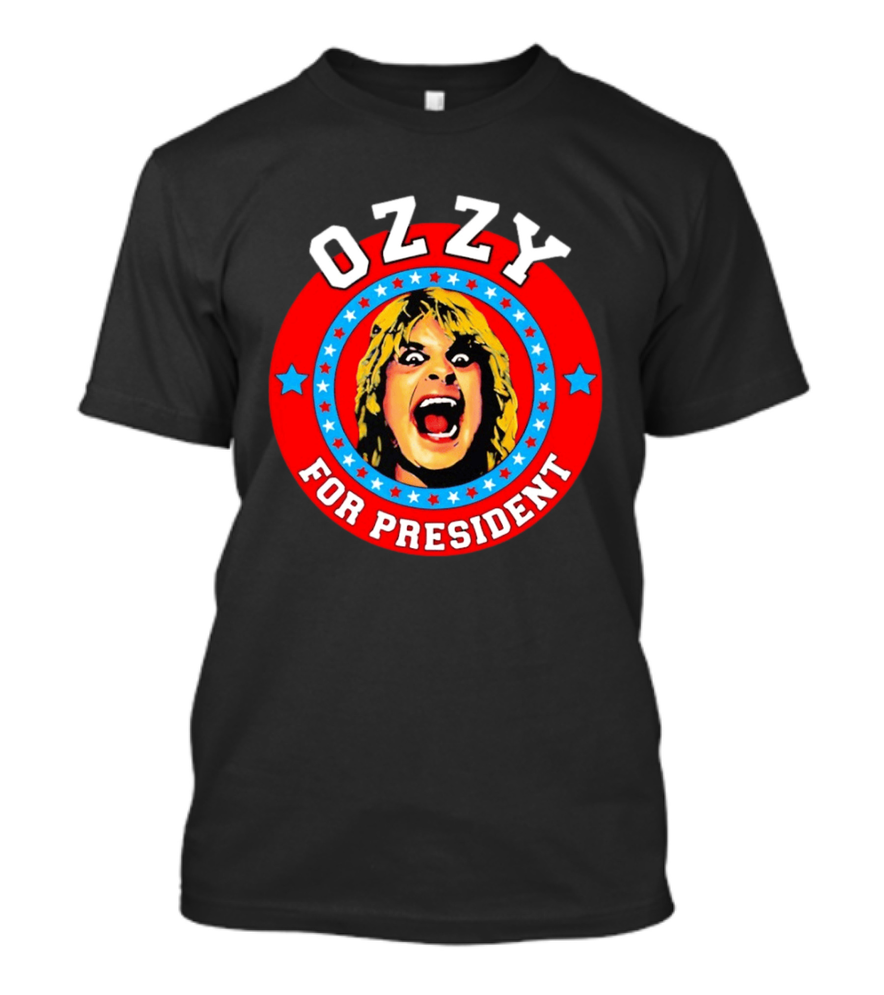 Ozzy Osbourne For President Campaign Circle With Stars And Screaming Expression T-Shirt