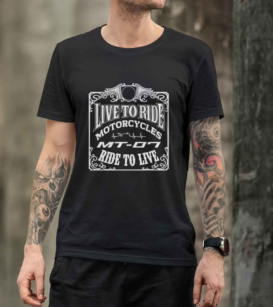Live To Ride MT 07 Motorcycles Ride To Live Heatbeat T-Shirt