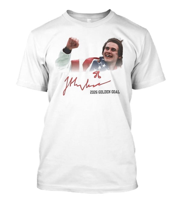 Jack Hughes USA Flag 2026 Golden Goal Celebration T-Shirt