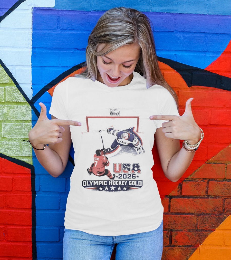 USA 2026 Olympic Hockey Gold Jack Hughes T-Shirt