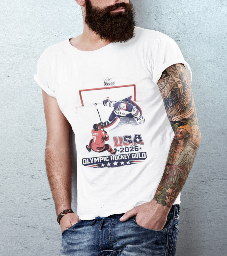 USA 2026 Olympic Hockey Gold Jack Hughes T-Shirt