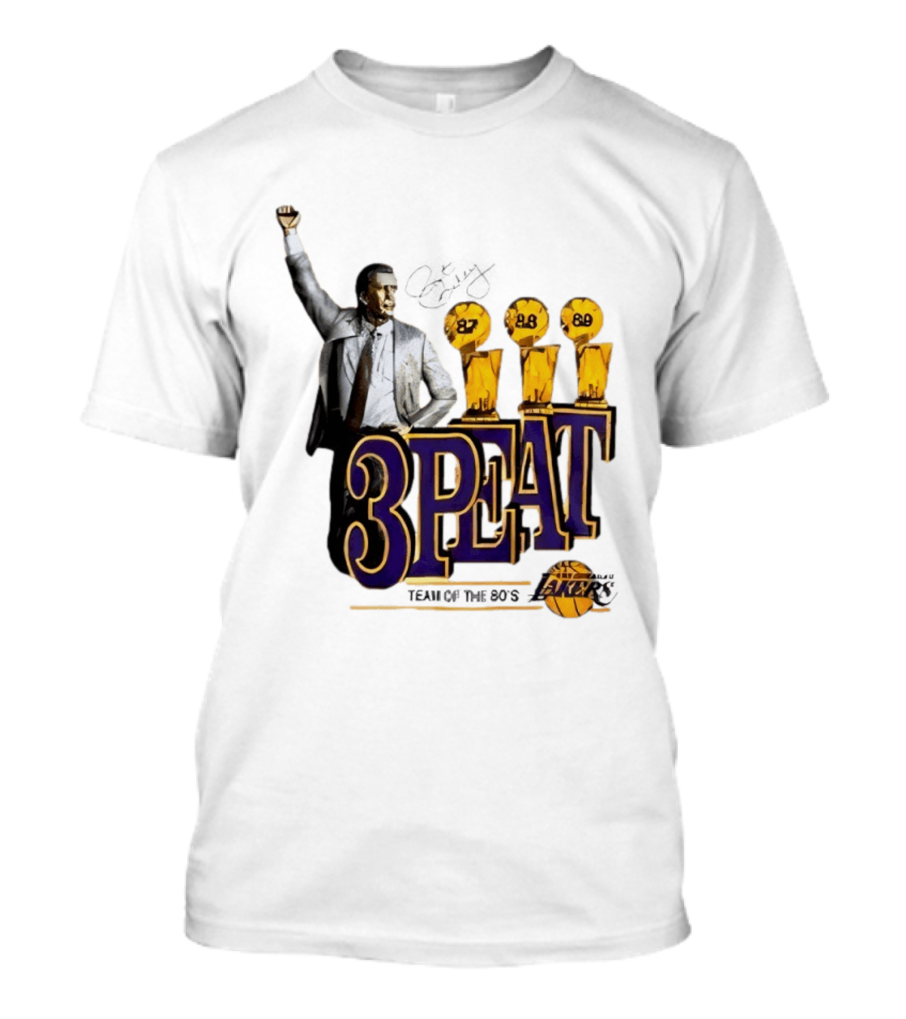 Los Angeles Lakers 3 Peat Team Of The 80s Pat Riley Champions 87 88 89 T-Shirt