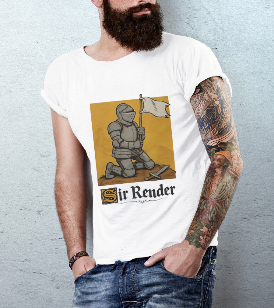 Sir Render Medieval Soldier Holding White Flag Knight Surrender T-Shirt