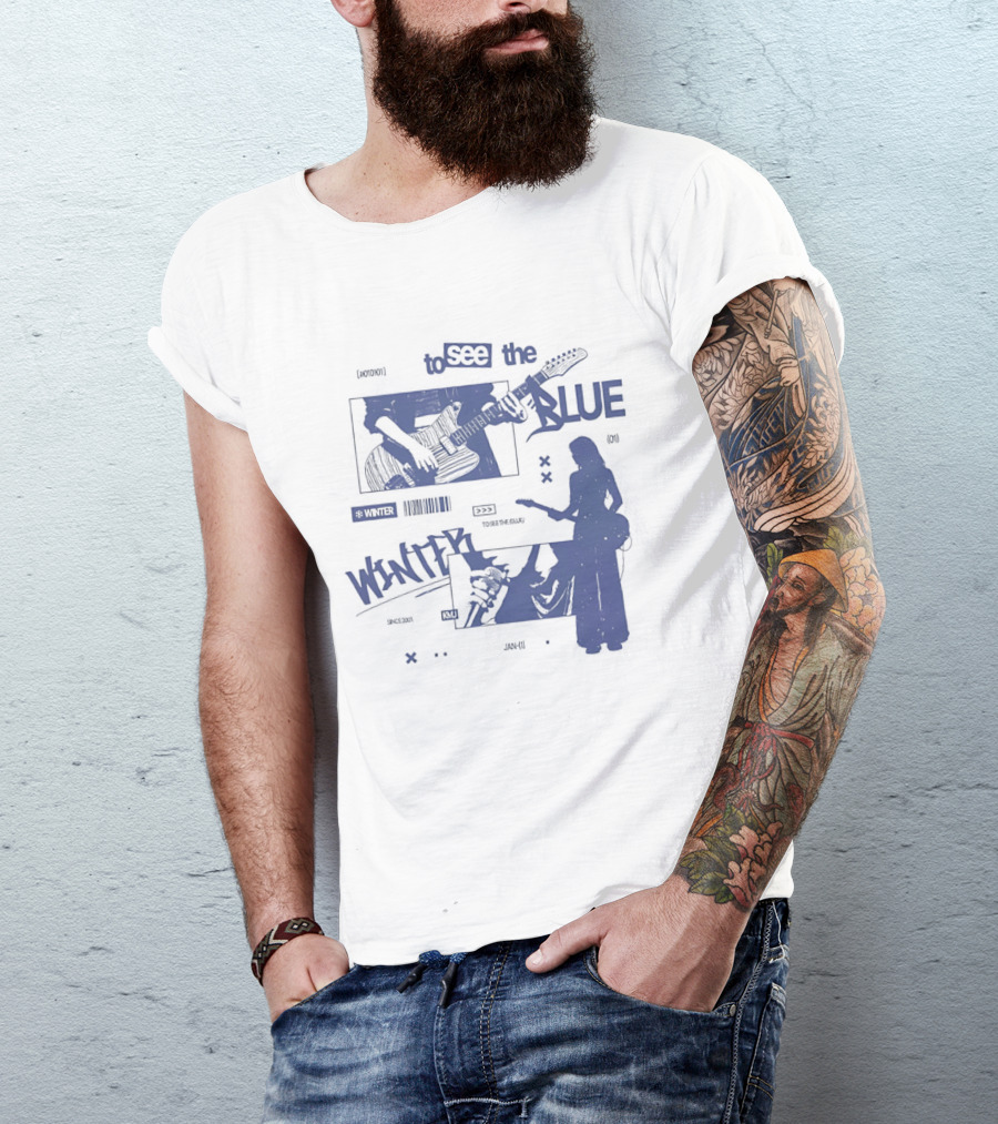 To See The Blue Winter Music Band Guitar T-Shirt