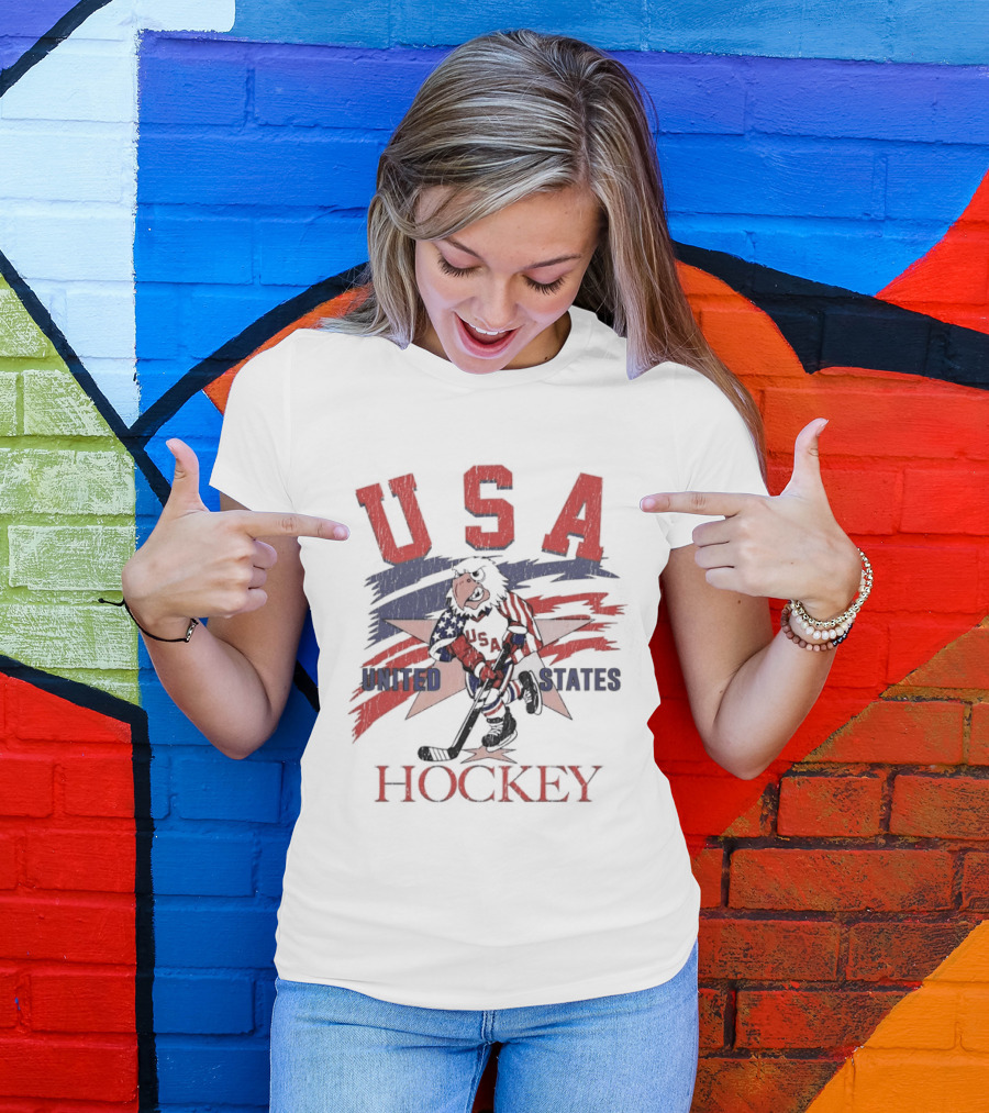 USA Hockey United States Flag Stars And Sticks Bird Player T-Shirt