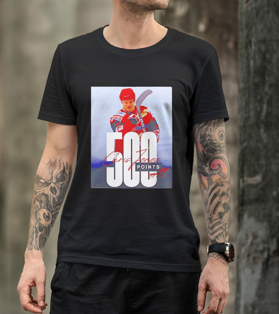 Chris Jones 500 Points Hockey Swindon Wildcats Number 47 T-Shirt