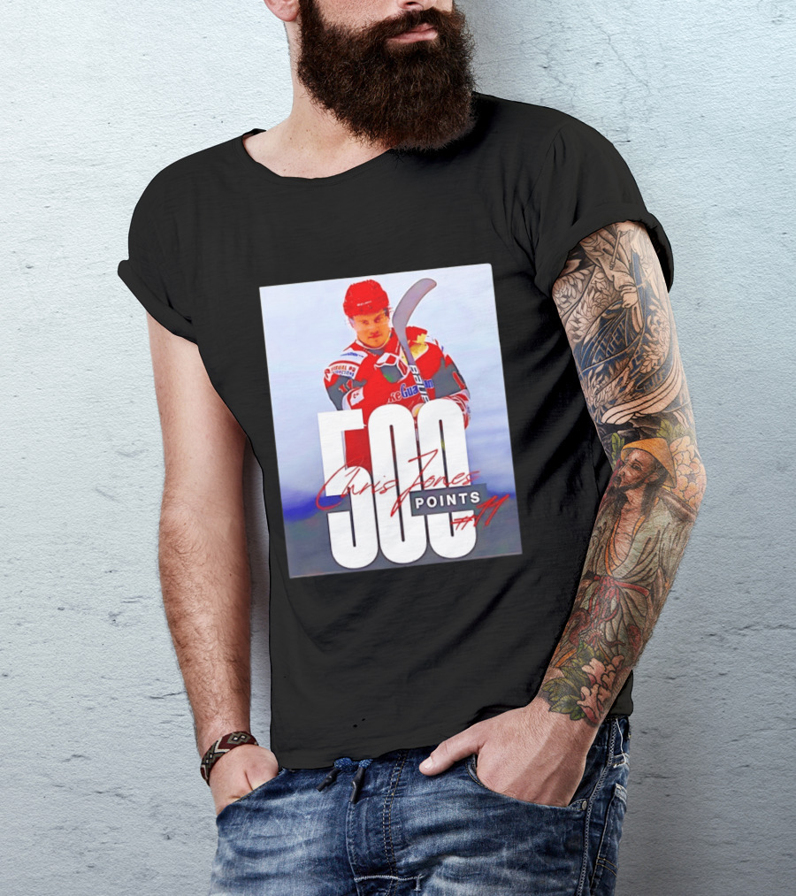 Chris Jones 500 Points Hockey Swindon Wildcats Number 47 T-Shirt