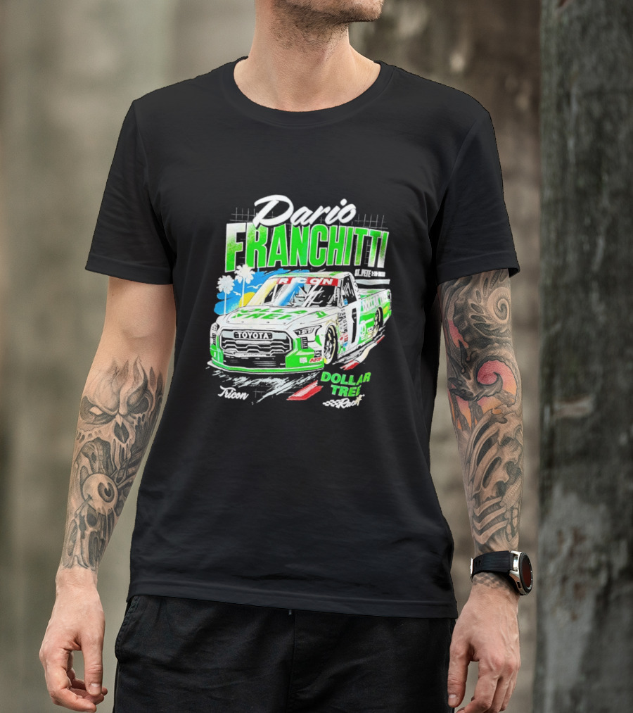 Dario Franchitti Toyota Tundra Dollar Tree Racing Palm Trees And Checkered Flags T-Shirt