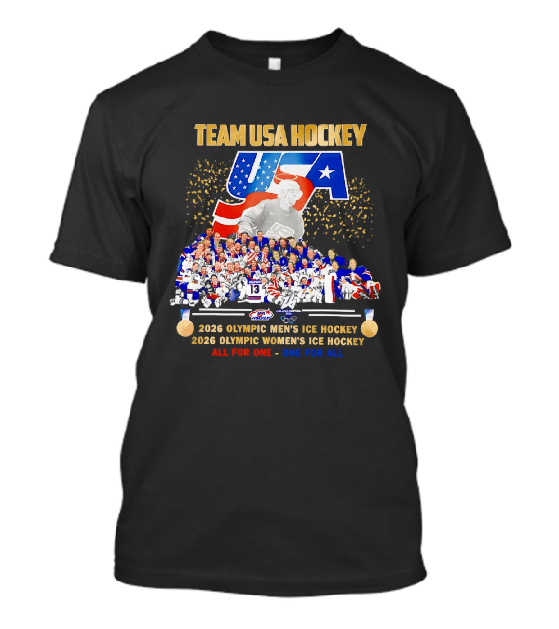 Team USA Hockey 2026 Olympic Men's Women's Ice Hockey All For One One For All T-Shirt