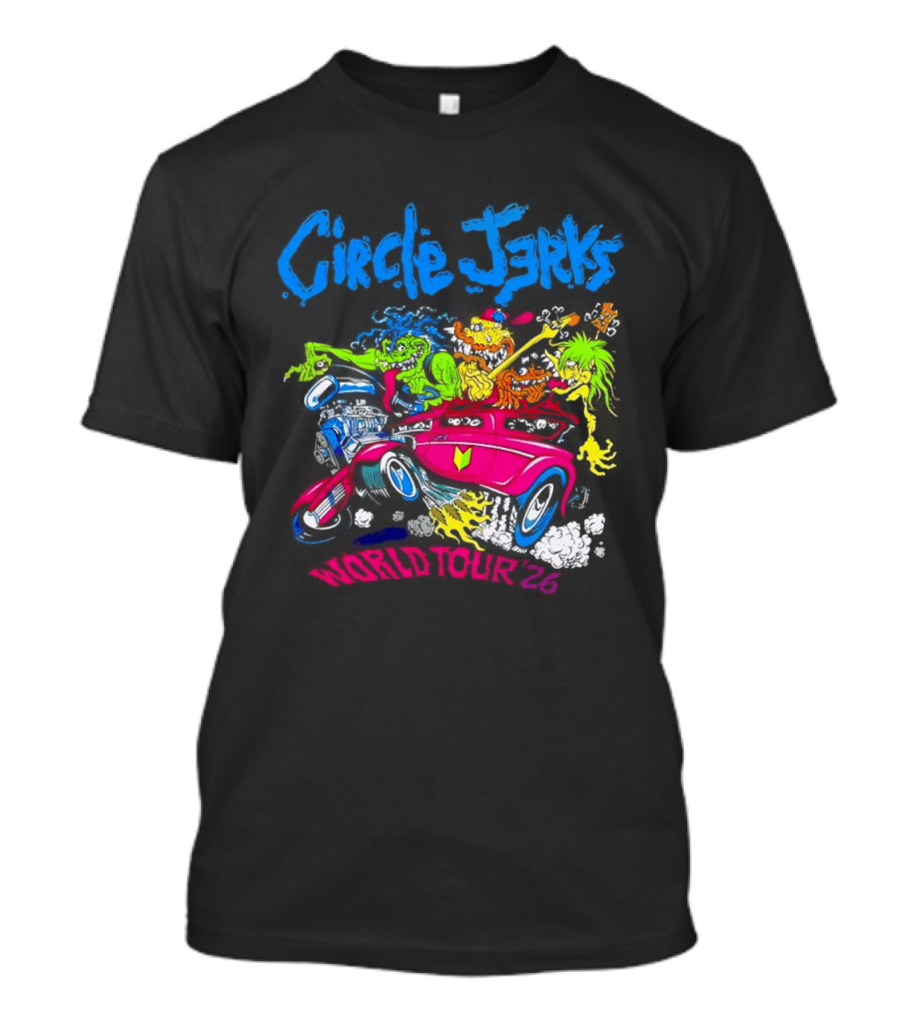 Circle Jerks World Tour 2026 Hot Rod Cartoon T-Shirt