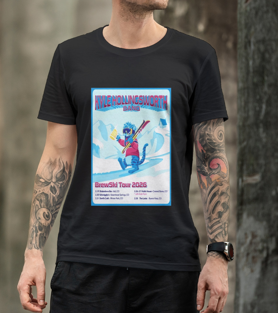 Kyle Hollingsworth Band Brewski Tour 2026 Vail Steamboat Springs Winter Park Crested Butte Buena Vista T-Shirt