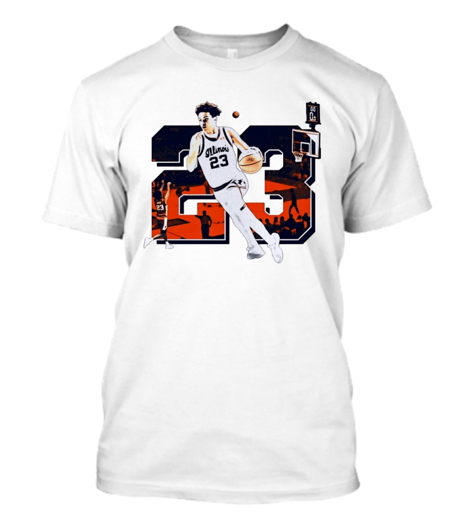 Illinois Fighting Illini Basketball Keaton Wagler 23 Number Dunk T-Shirt