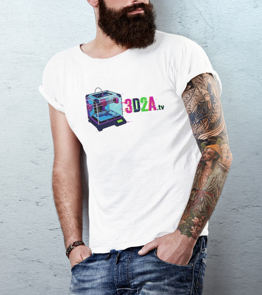 3DZA TV 3D Printer Neon Glitch Aesthetic T-Shirt