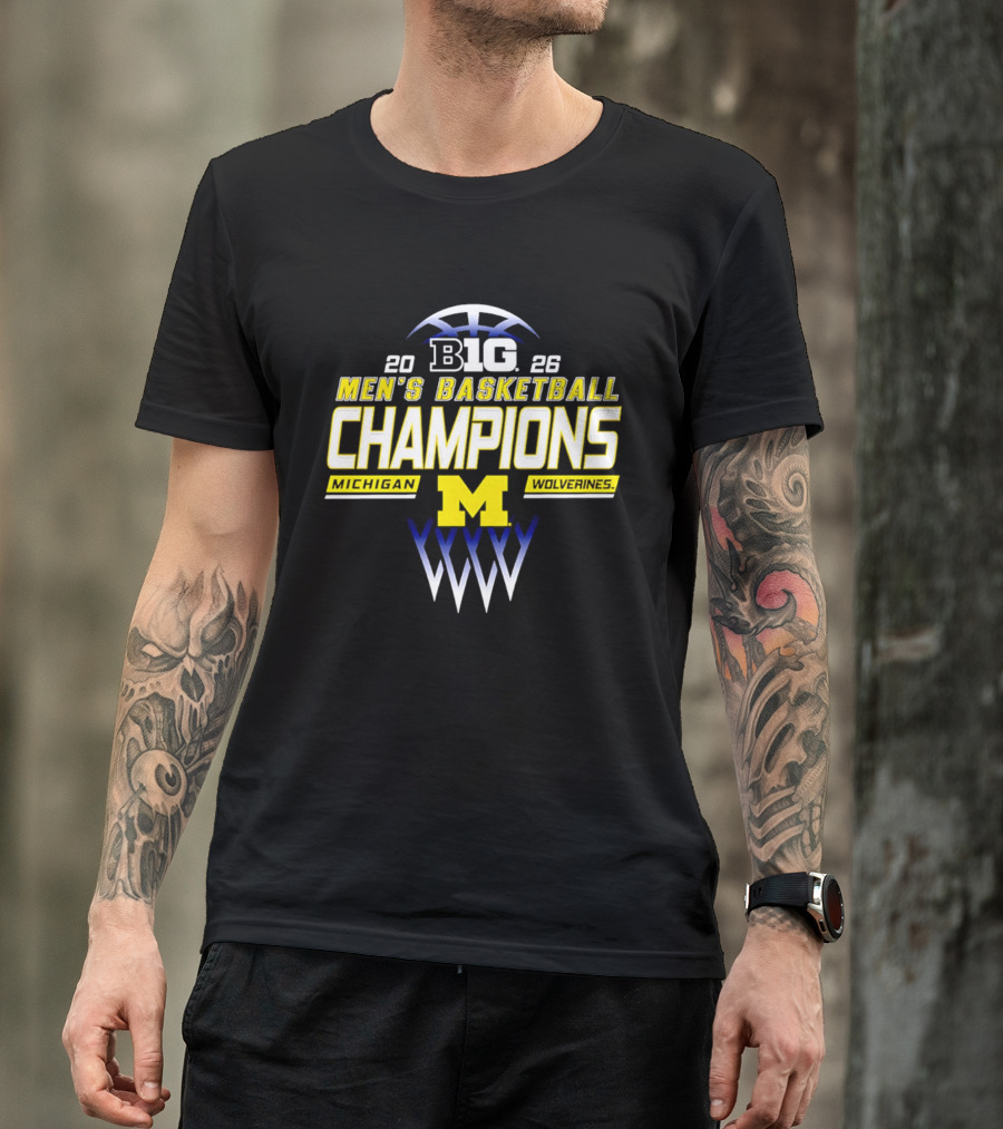 Big Ten 2026 Michigan Wolverines Men's Basketball Champions T-Shirt