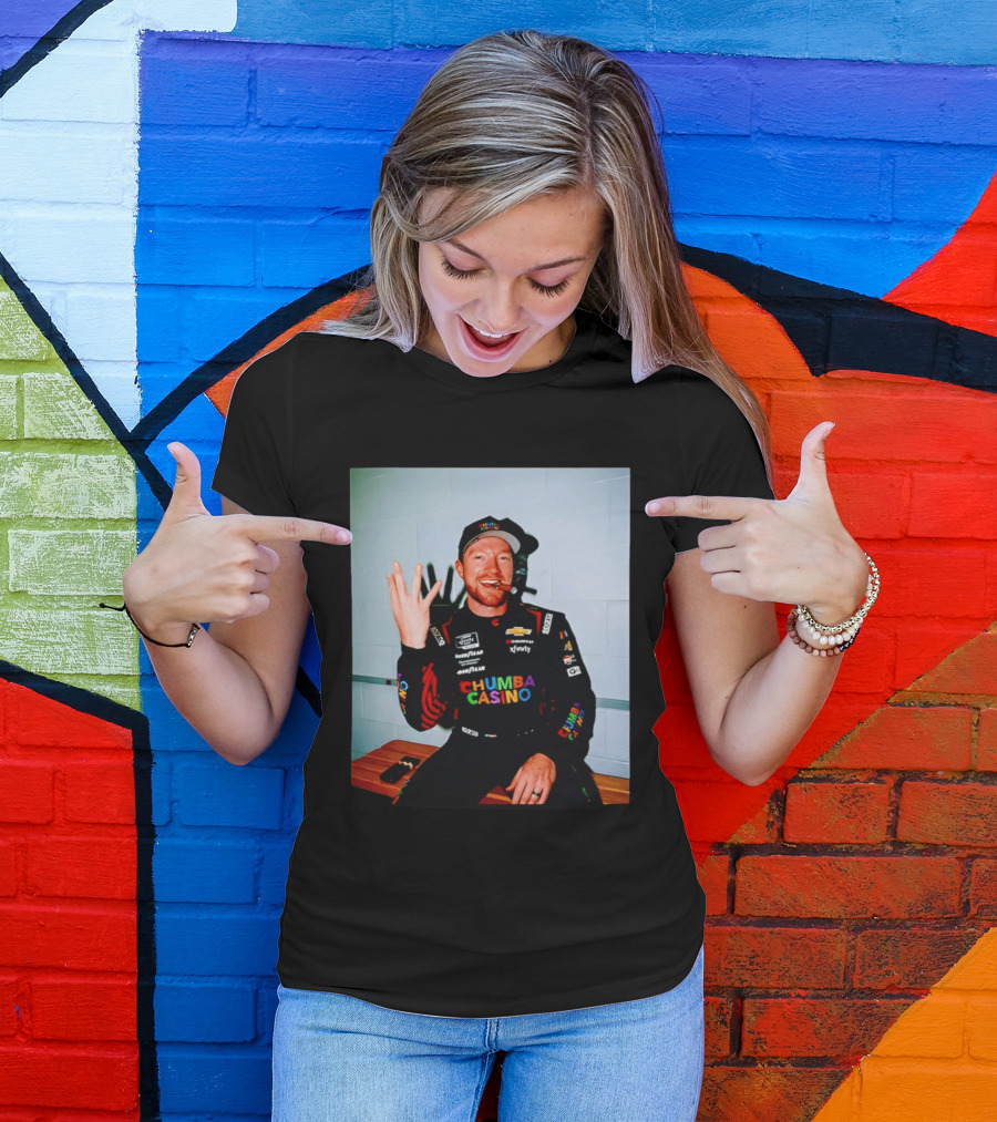 Tyler Reddick Three Peat Chumba Casino Racing Suit And Cigar Celebration T-Shirt