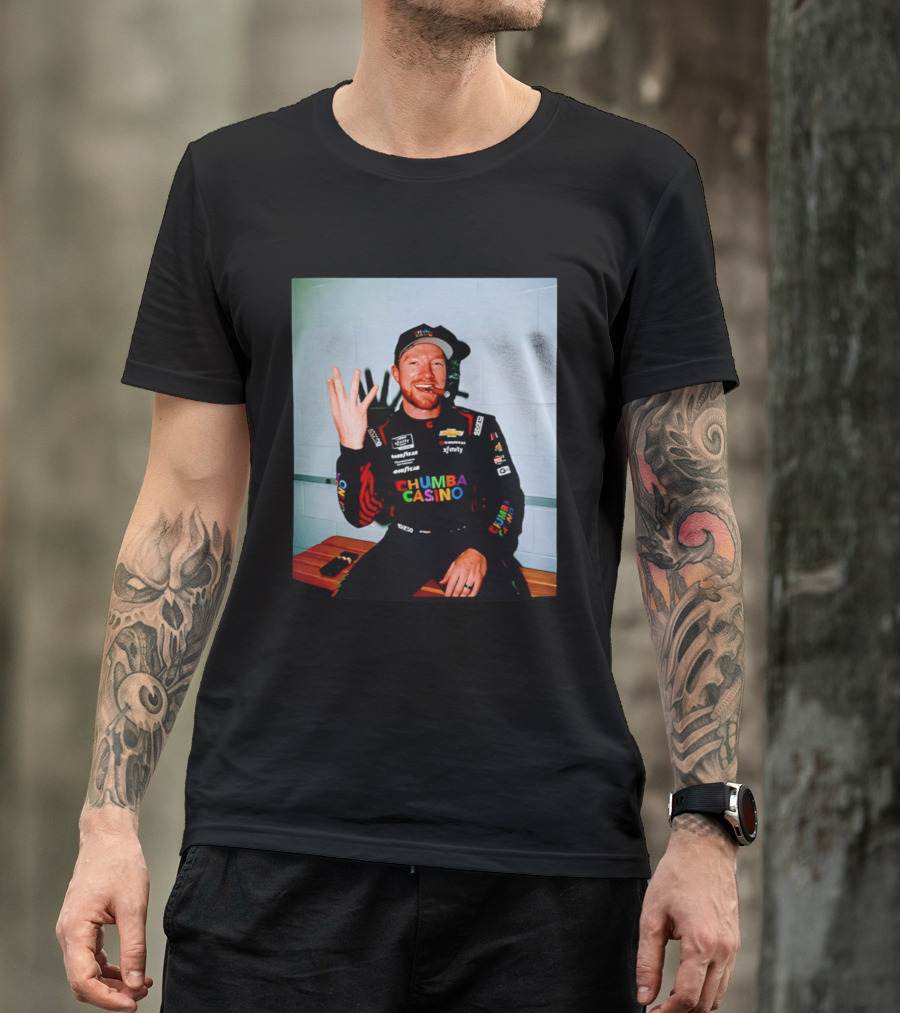 Tyler Reddick Three Peat Chumba Casino Racing Suit And Cigar Celebration T-Shirt