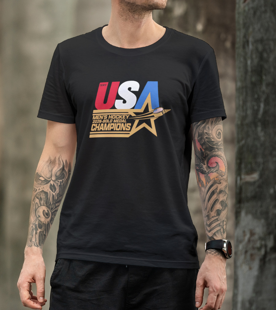 USA Men's Hockey 2026 Gold Medal Champions Star T-Shirt