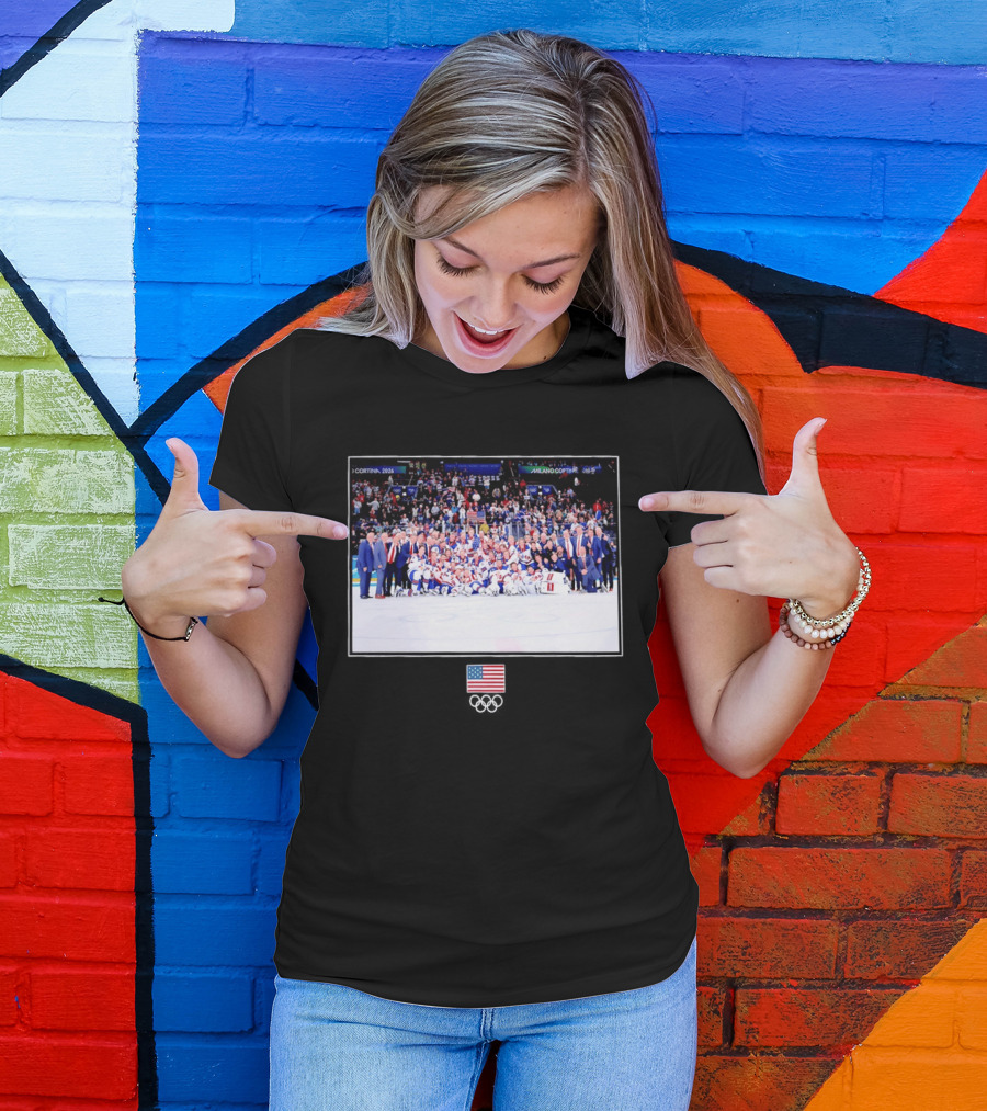 USA Hockey Team Cortina Milano 2026 Olympic Celebration T-Shirt