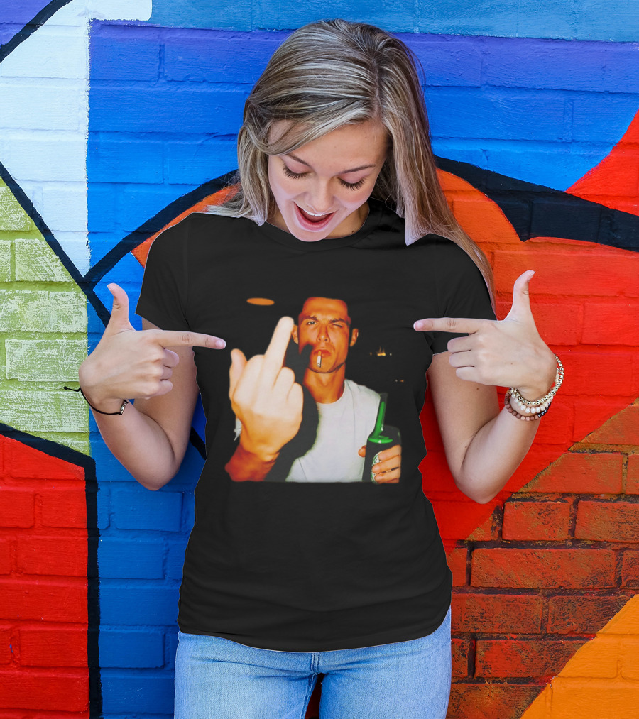 Cristiano Ronaldo Middle Finger Smoking Drinking After Hours T-Shirt