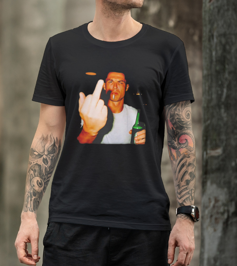 Cristiano Ronaldo Middle Finger Smoking Drinking After Hours T-Shirt
