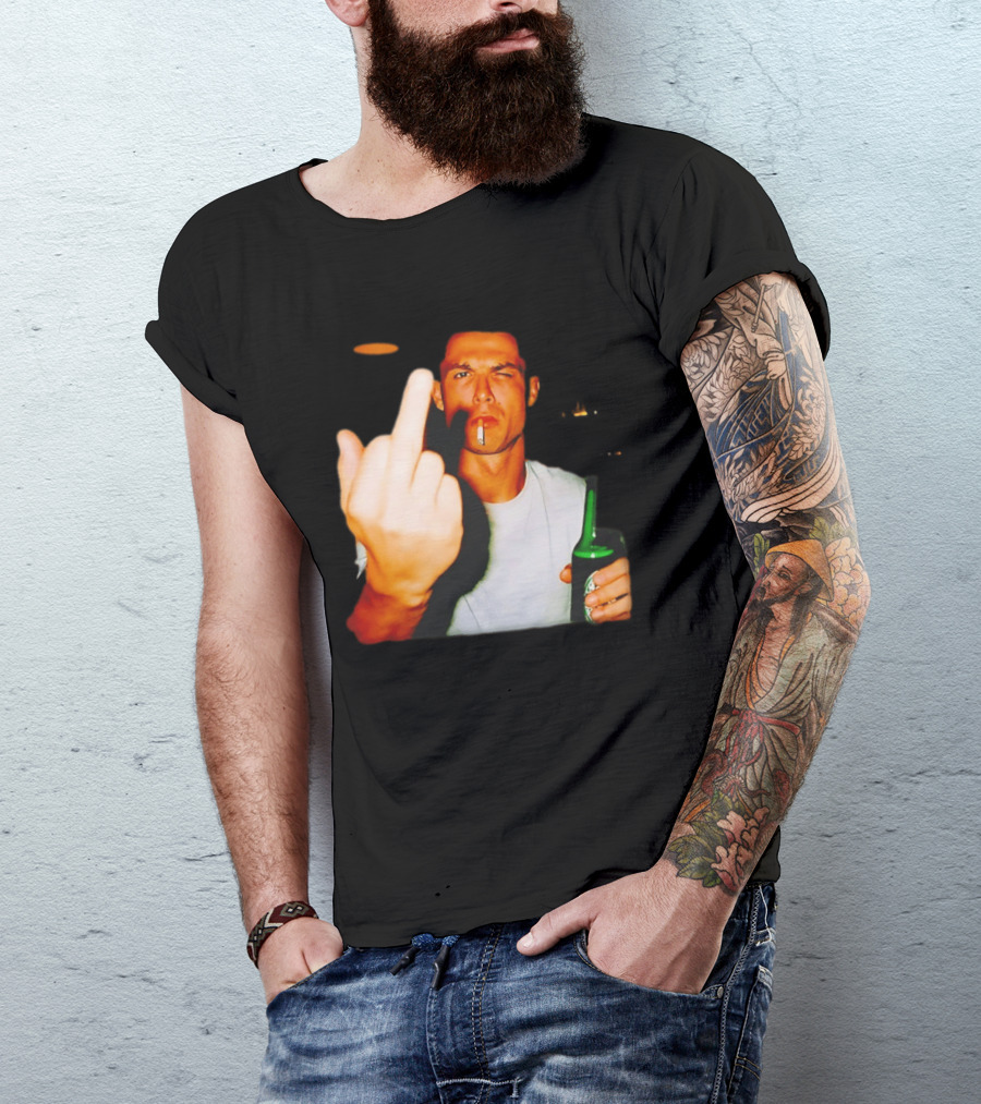 Cristiano Ronaldo Middle Finger Smoking Drinking After Hours T-Shirt