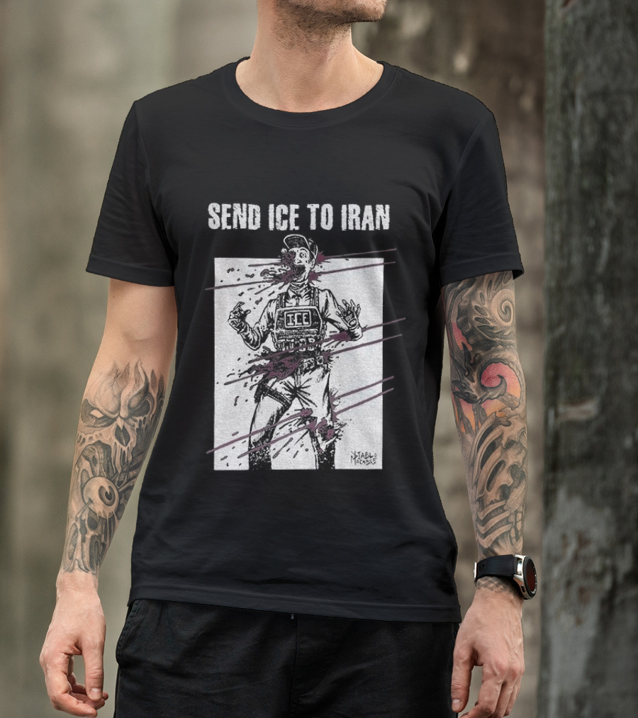 Send Ice To Iran Pink Paint Streaks T-Shirt