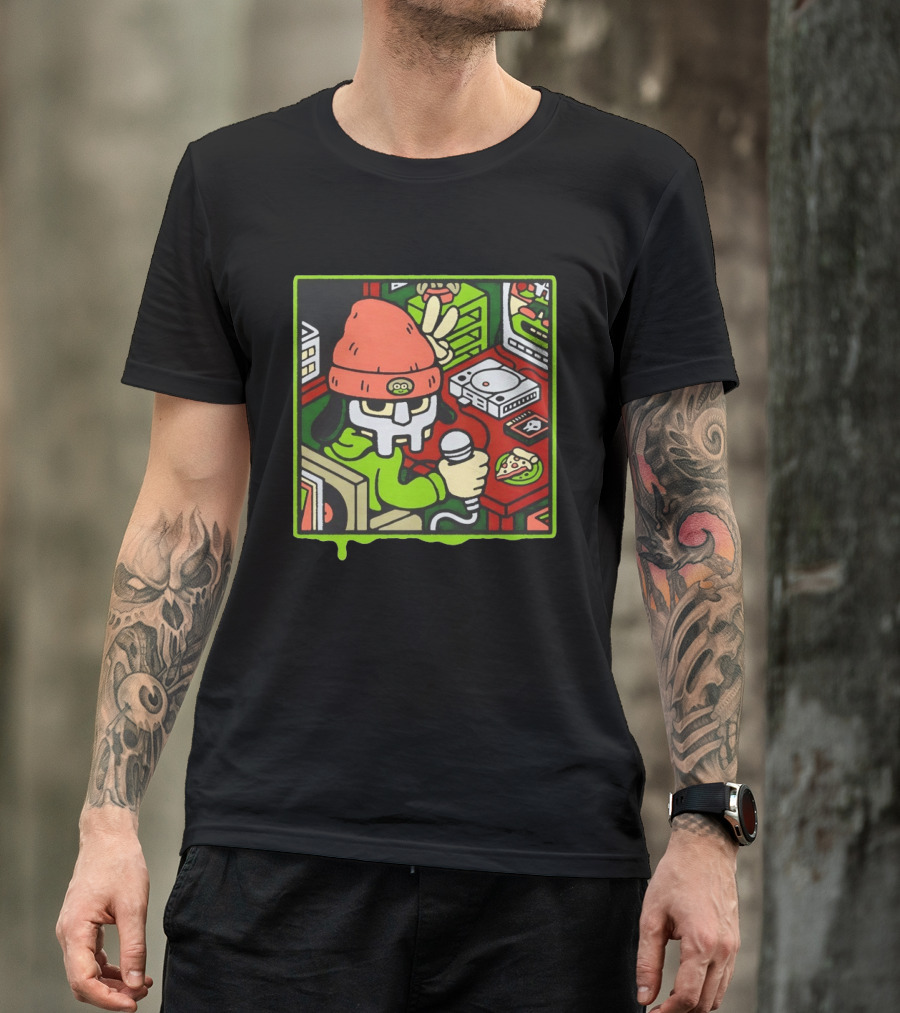 PaRappa The Rapper MF Doom Crossover Video Games Music Iconic Character Pizza Scene T-Shirt
