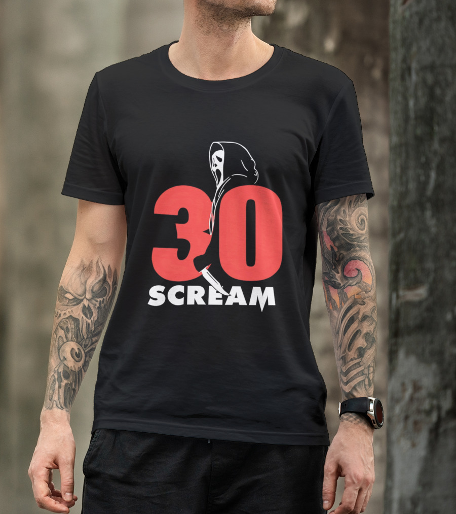 30 Scream Ghost Mask Scythe T-Shirt
