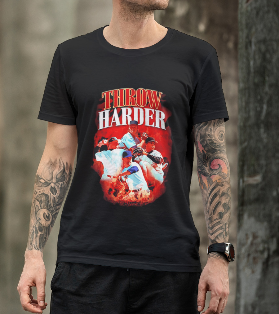 Throw Harder Baseball Players With Fire T-Shirt