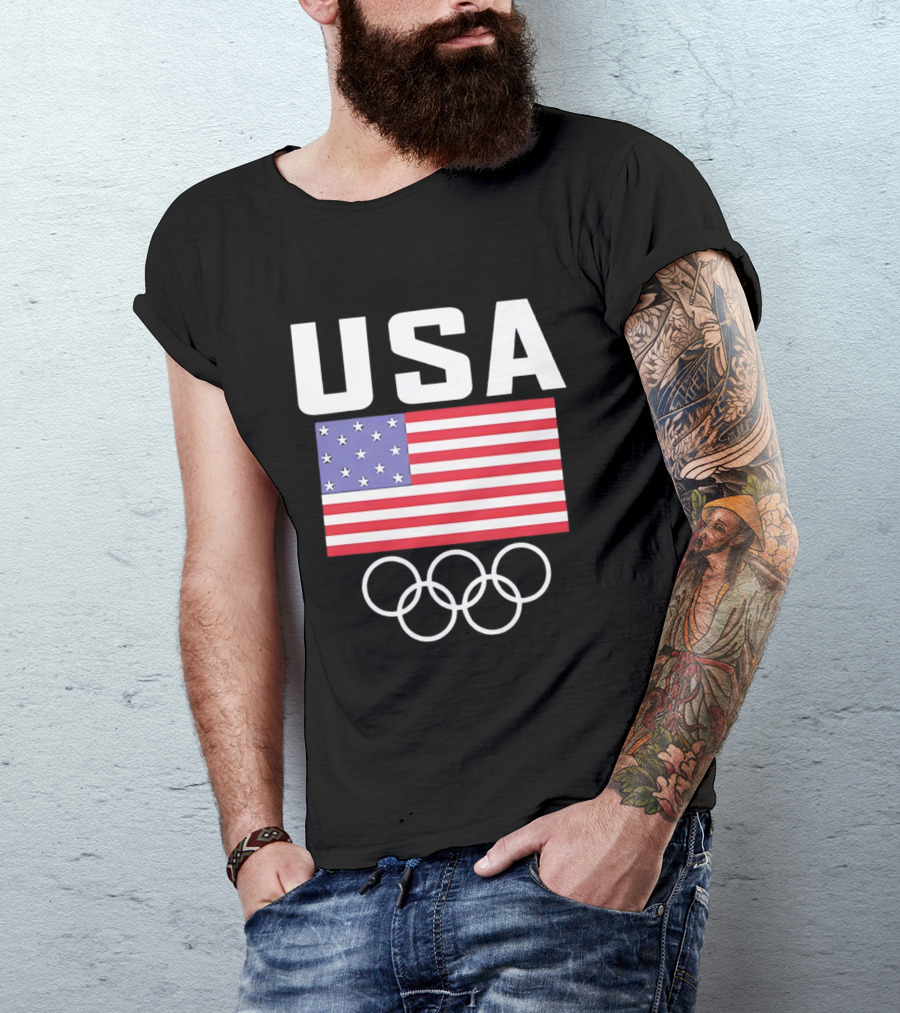 USA American Flag Olympic Rings T-Shirt