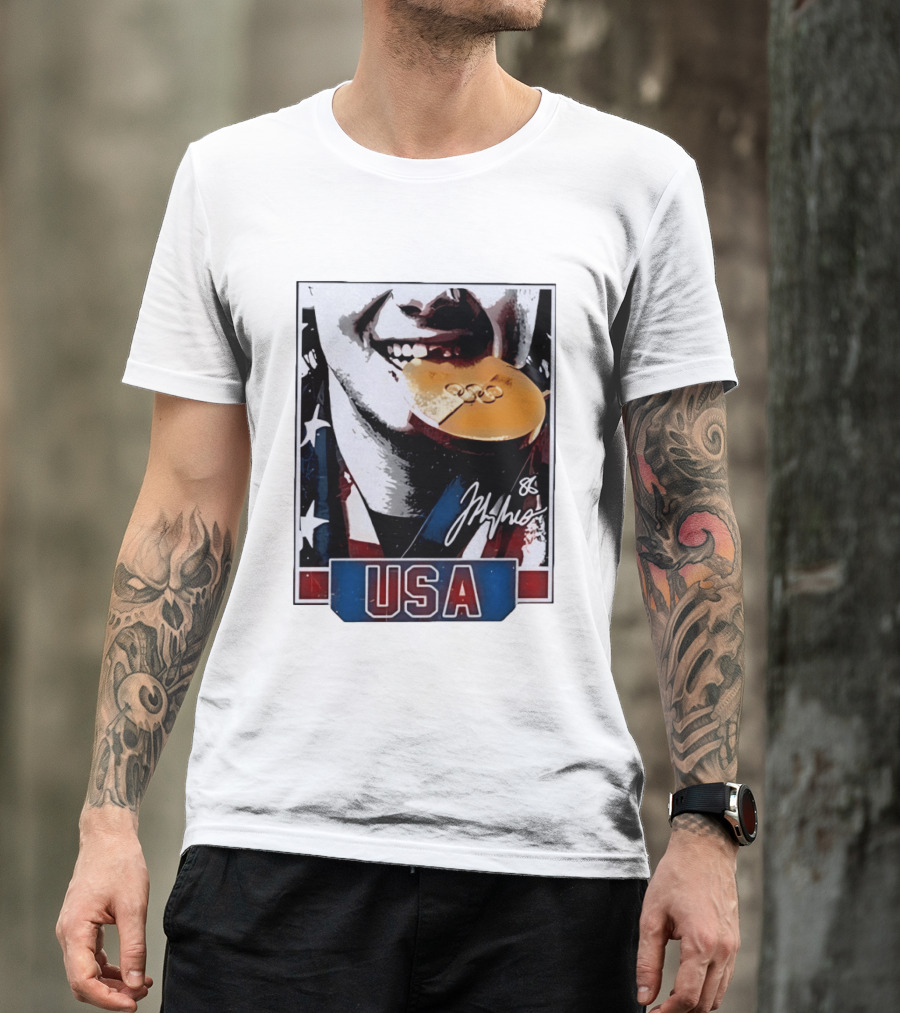 USA Gold Medal Hockey Jack Hughes Autograph 88 T-Shirt